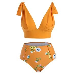 Tied Shoulder Floral Swimwear NWT size L